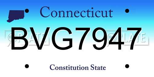 BVG7947 Connecticut License Plate