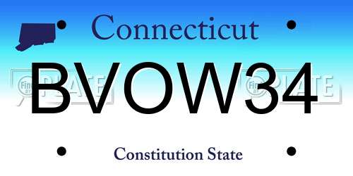 BVOW34 Connecticut License Plate