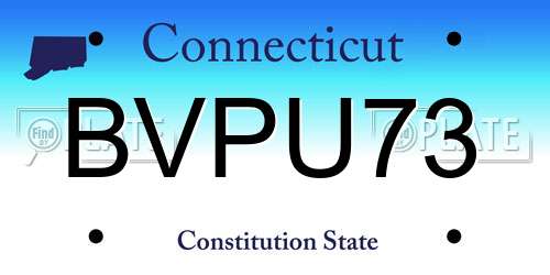 BVPU73 Connecticut License Plate