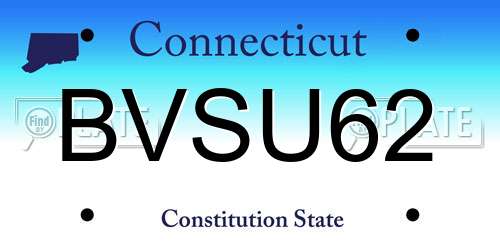 BVSU62 Connecticut License Plate