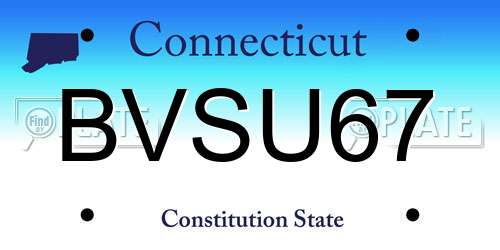 BVSU67 Connecticut License Plate
