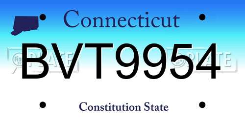 BVT9954 Connecticut License Plate