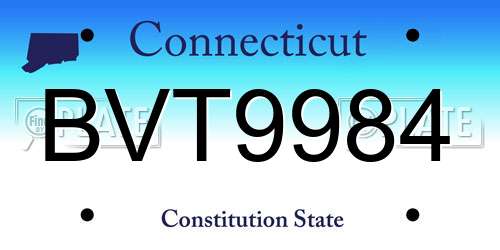 BVT9984 Connecticut License Plate
