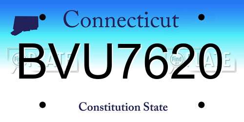 BVU7620 Connecticut License Plate