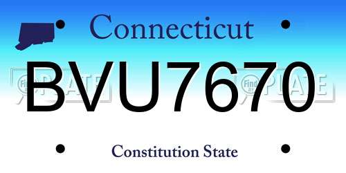 BVU7670 Connecticut License Plate