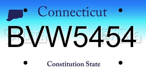 BVW5454 Connecticut License Plate