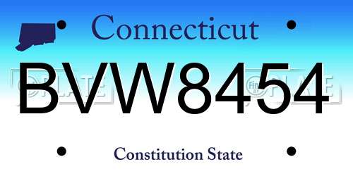 BVW8454 Connecticut License Plate