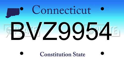 BVZ9954 Connecticut License Plate