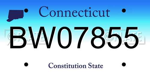 BW07855 Connecticut License Plate