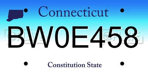 BW0E458 Connecticut License Plate