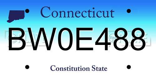 BW0E488 Connecticut License Plate