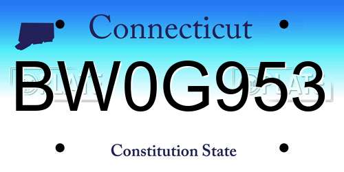 BW0G953 Connecticut License Plate