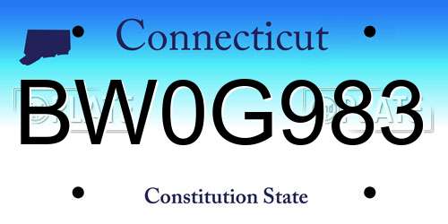 BW0G983 Connecticut License Plate