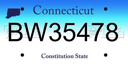 BW35478 Connecticut License Plate