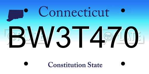 BW3T470 Connecticut License Plate