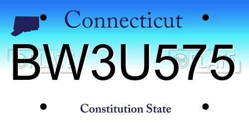 BW3U575 Connecticut License Plate