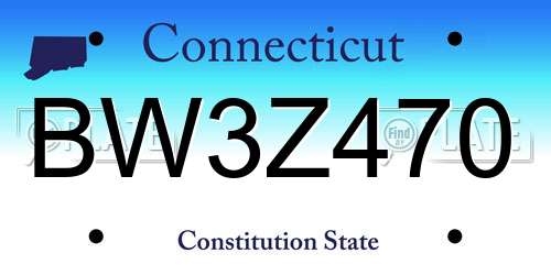 BW3Z470 Connecticut License Plate