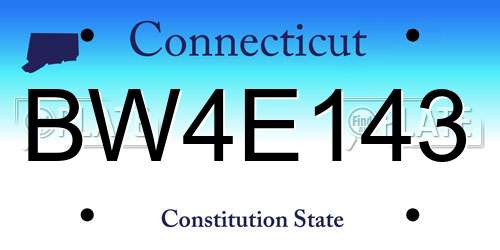 BW4E143 Connecticut License Plate