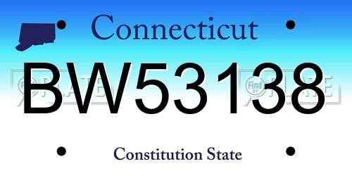 BW53138 Connecticut License Plate