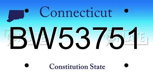BW53751 Connecticut License Plate