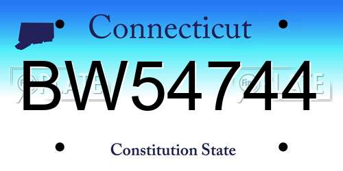BW54744 Connecticut License Plate