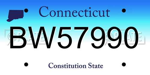BW57990 Connecticut License Plate