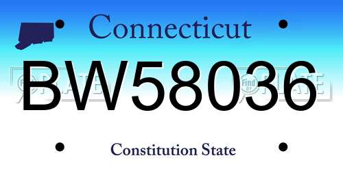 BW58036 Connecticut License Plate