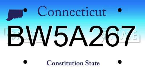 BW5A267 Connecticut License Plate