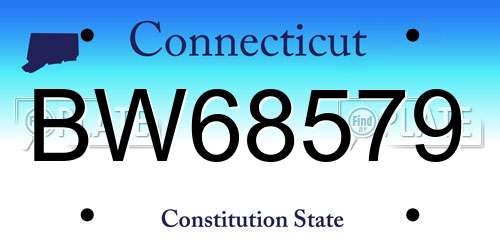 BW68579 Connecticut License Plate