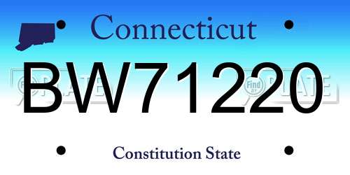 BW71220 Connecticut License Plate