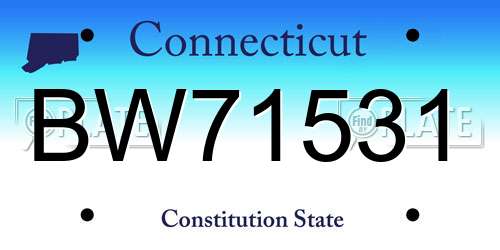 BW71531 Connecticut License Plate