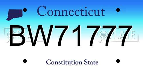 BW71777 Connecticut License Plate