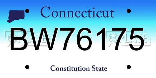 BW76175 Connecticut License Plate
