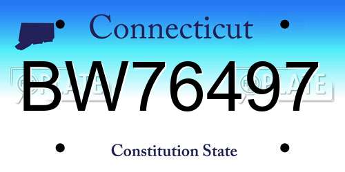 BW76497 Connecticut License Plate