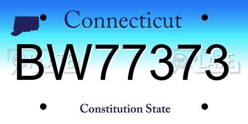 BW77373 Connecticut License Plate