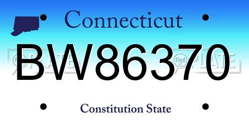 BW86370 Connecticut License Plate