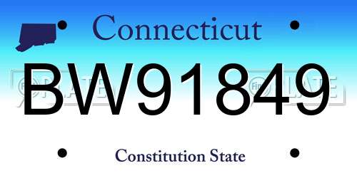 BW91849 Connecticut License Plate