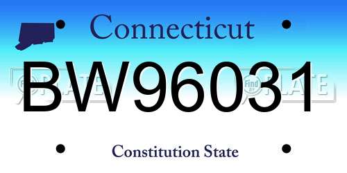 BW96031 Connecticut License Plate