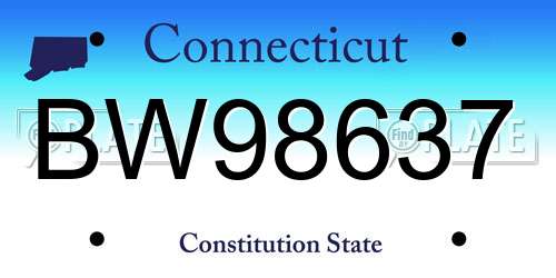 BW98637 Connecticut License Plate