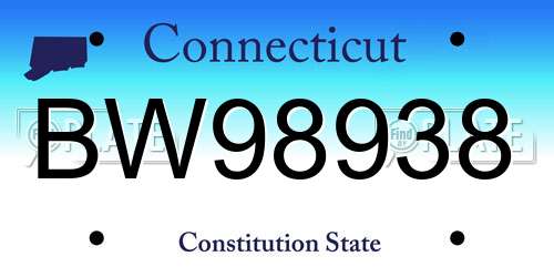 BW98938 Connecticut License Plate