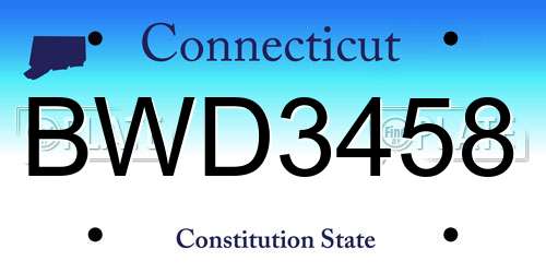 BWD3458 Connecticut License Plate