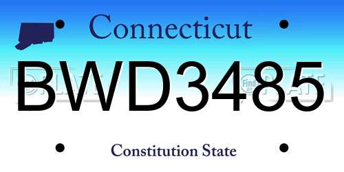 BWD3485 Connecticut License Plate