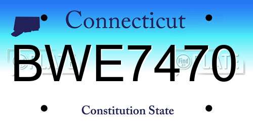 BWE7470 Connecticut License Plate