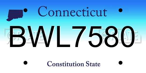 BWL7580 Connecticut License Plate