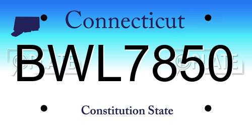 BWL7850 Connecticut License Plate
