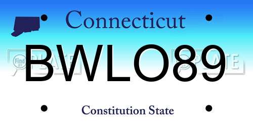 BWLO89 Connecticut License Plate