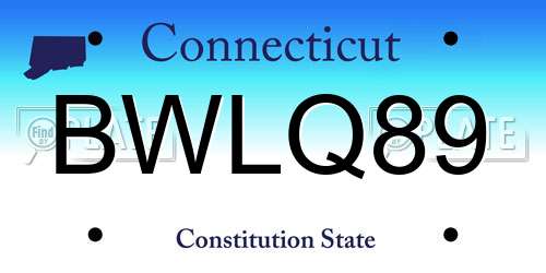 BWLQ89 Connecticut License Plate