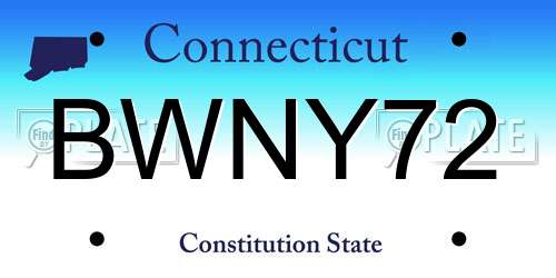 BWNY72 Connecticut License Plate