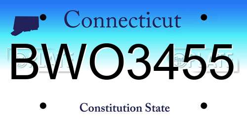 BWO3455 Connecticut License Plate