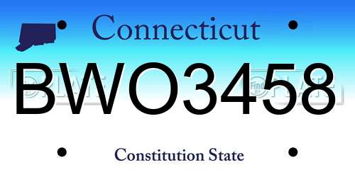BWO3458 Connecticut License Plate